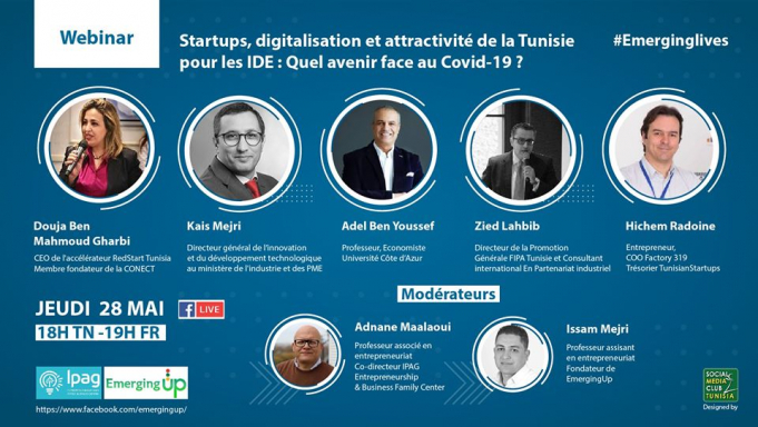  Webinar : Startups, digitalisation et attractivité de la Tunisie pour les IDE : Quel avenir face au Covid-19 ?